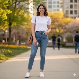 J Jill Denim Authentic Fit Slim Ankle Jeans‎ Women Size 12 Blue Wash Side Slit